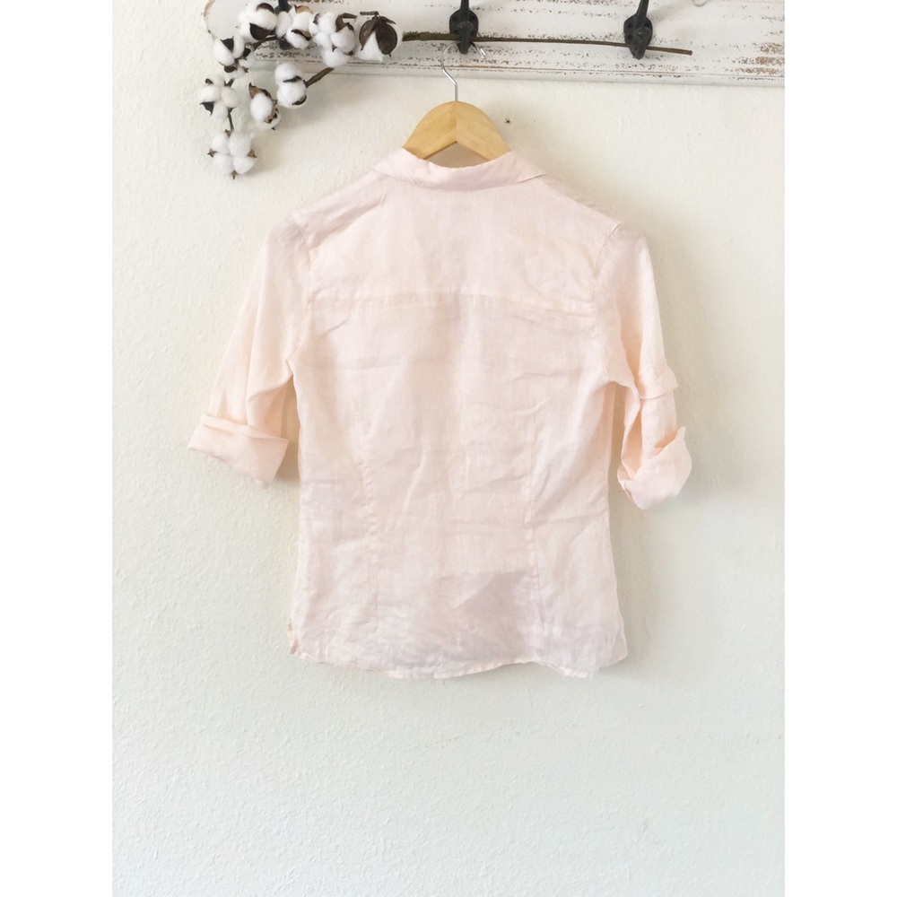 Max Studio Pink 100% Linen Blouse Size Small - Picture 2 of 5